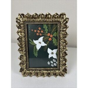 Laura Ashley Flower Petal Gold Picture Frame 4 x 6 Cottage Farmhouse